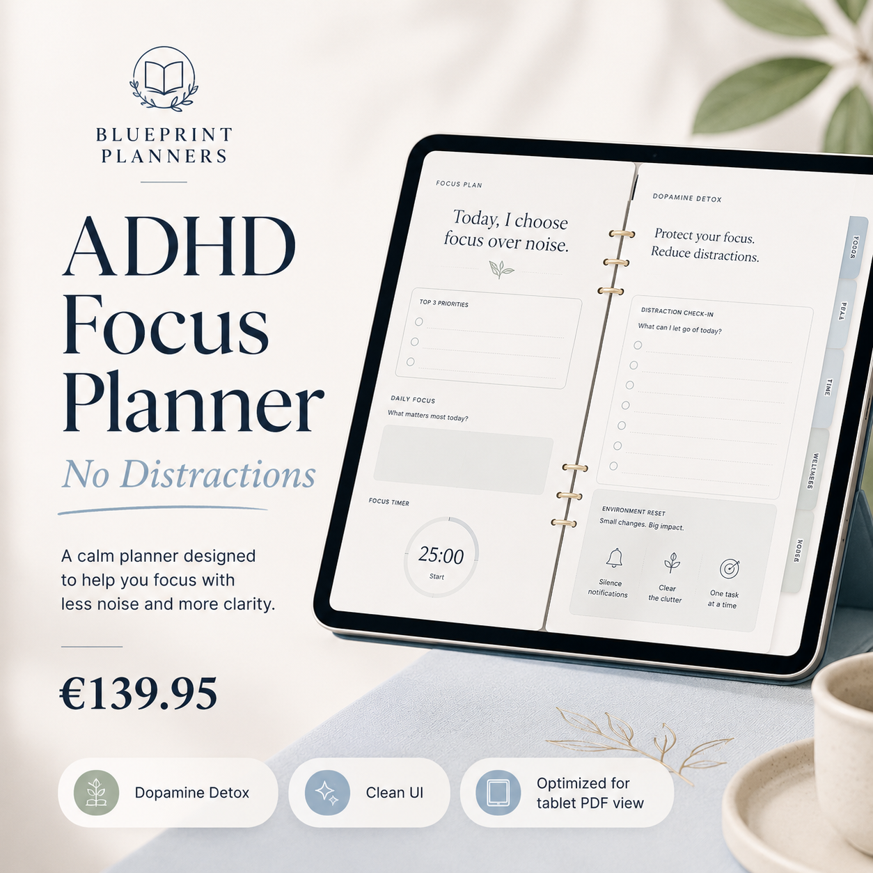 Adhd Focus Planner No distractions